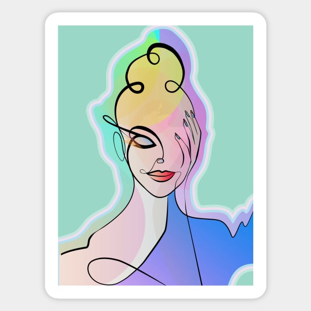 Vibrant Woman Portrait Sticker by Space Sense Design Studio